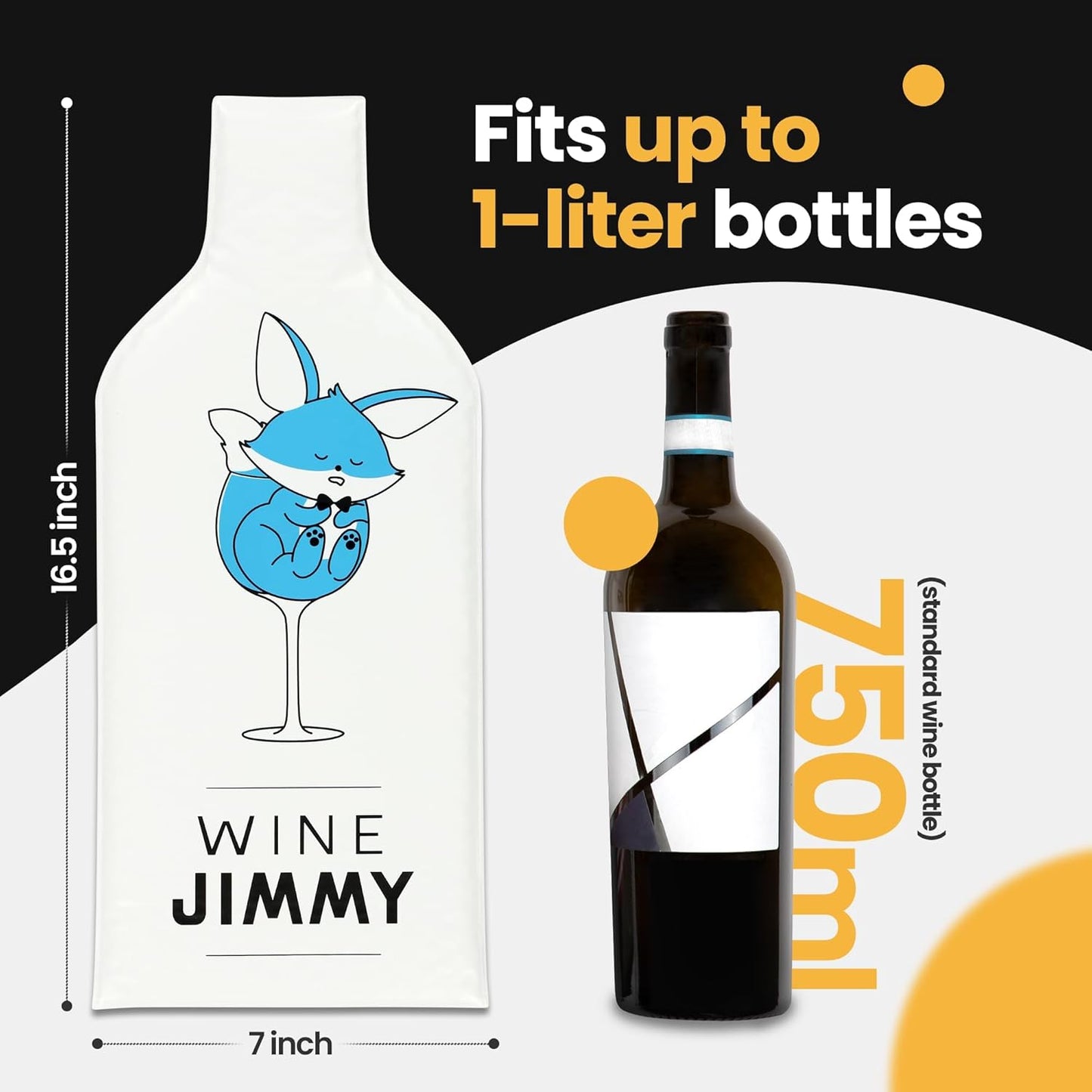 Wine Jimmy | Reusable Wine Travel Protector Sleeves for Glass Bottles | Impact & Leak Resistant | Carrier Bag Luggage | Airplane Cruise Car | Gift Holiday Vacation Party | 3 Pack w/3 Bubble Wraps (Copy)
