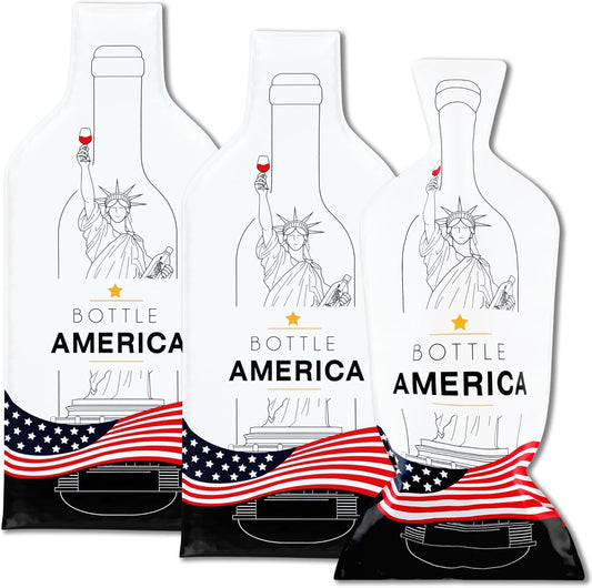 Bottle America Liberty| Reusable Wine Travel Protector Sleeves for Glass Bottles | Impact & Leak Resistant | Carrier Bag Luggage | Airplane Cruise Car | Gift Holiday Vacation Party | 3 Pack w/3 Bubble Wraps (Copy)