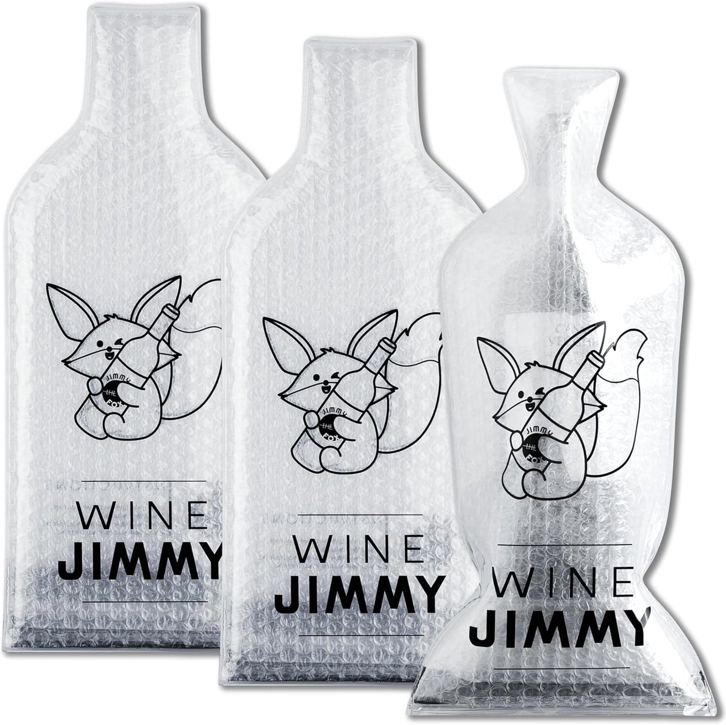 Wine Jimmy | Reusable Wine Travel Protector Sleeves for Glass Bottles | Impact & Leak Resistant | Carrier Bag Luggage | Airplane Cruise Car | Gift Holiday Vacation Party | 3 Pack w/3 Bubble Wraps