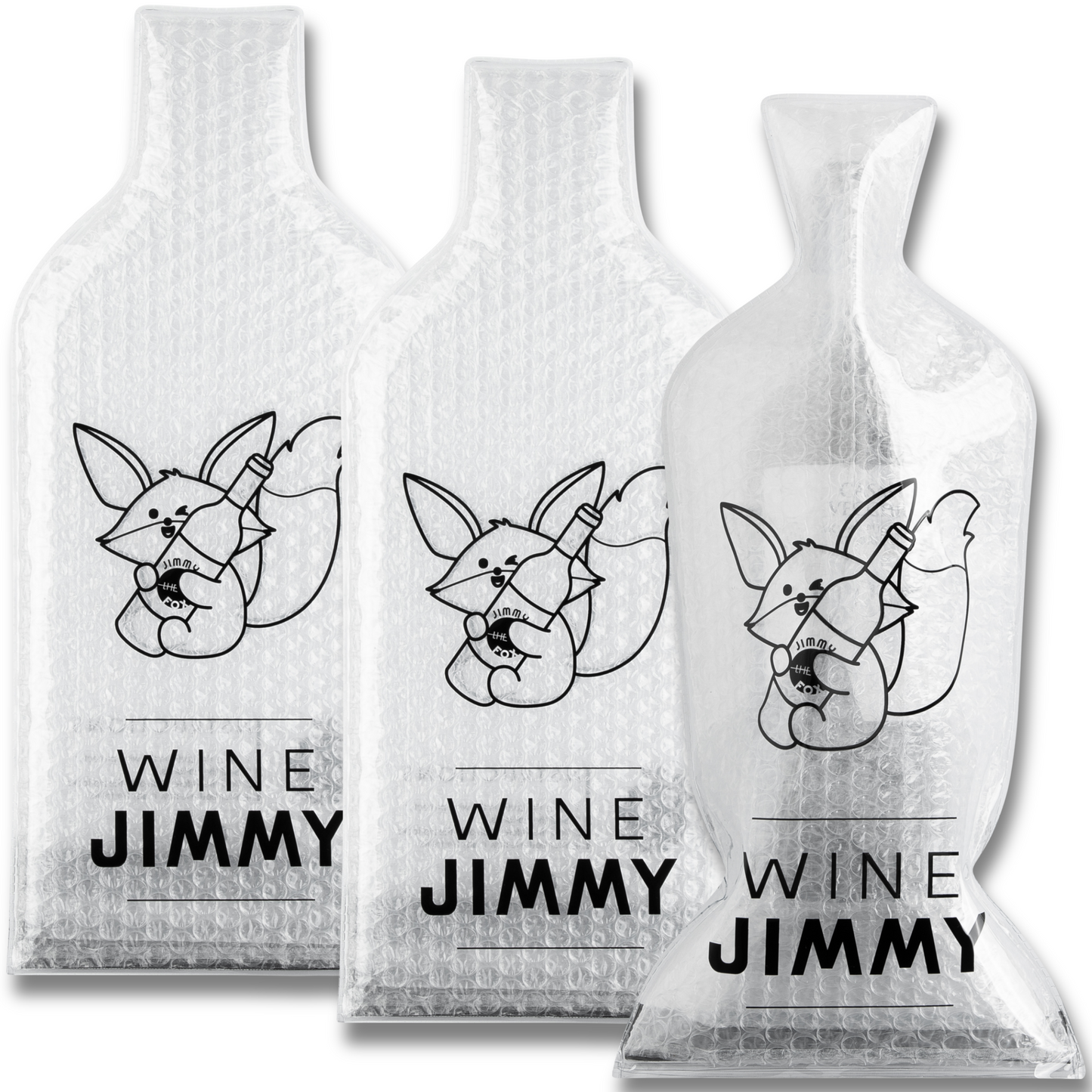 Wine Jimmy | Reusable Wine Travel Protector Sleeves for Glass Bottles | Impact & Leak Resistant | Carrier Bag Luggage | Airplane Cruise Car | Gift Holiday Vacation Party | 3 Pack w/3 Bubble Wraps