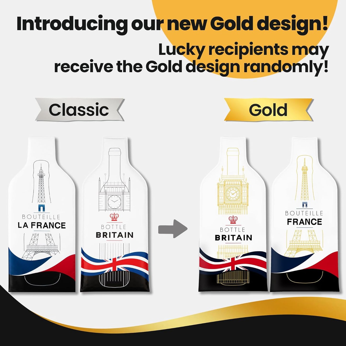 [Bottle Britain]  Wine Bottle Protector 3sets (6pcs) for Wine Lovers and Travelers #Britain Flag (Multicolor)
