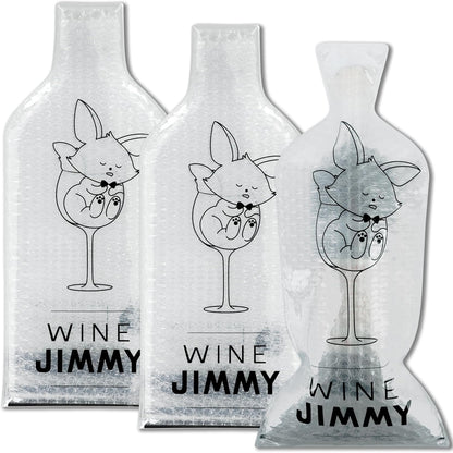 Wine Jimmy | Reusable Wine Travel Protector Sleeves for Glass Bottles | Impact & Leak Resistant | Carrier Bag Luggage | Airplane Cruise Car | Gift Holiday Vacation Party | 3 Pack w/3 Bubble Wraps