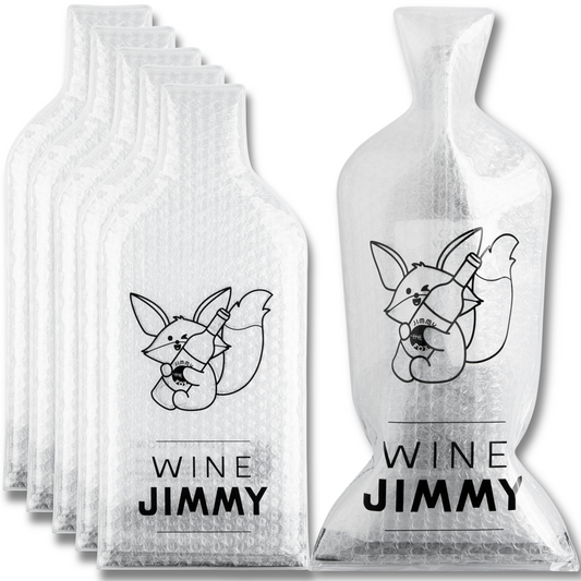 Wine Jimmy | Reusable Wine Travel Protector Sleeves for Glass Bottles | Impact & Leak Resistant | Carrier Bag Luggage | Airplane Cruise Car | Gift Holiday Vacation Party | 6 Pack w/6 Bubble Wraps