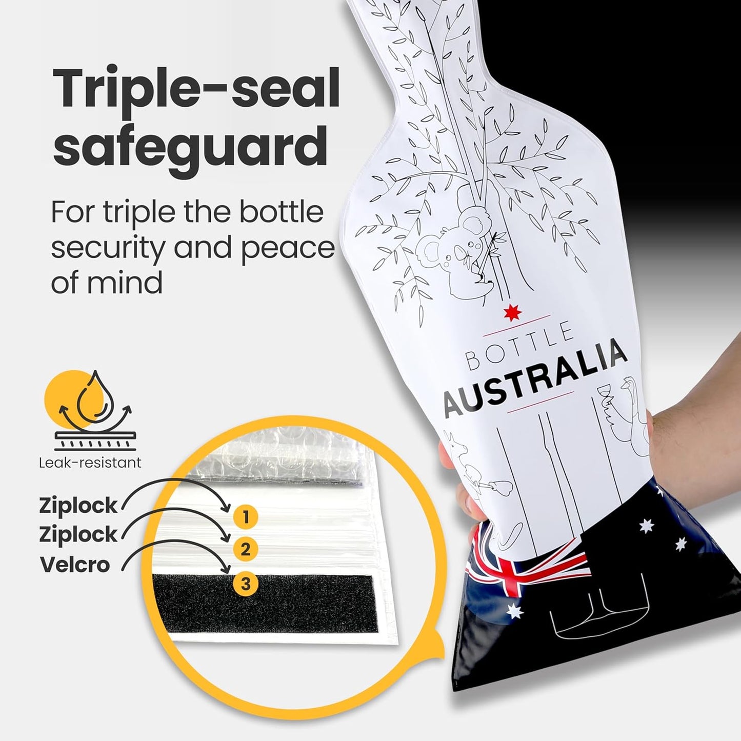 [Bottle Australia] Wine Bottle Protector 3sets (6pcs) for Wine Lovers and Travelers #Australia Flag (Multicolor)