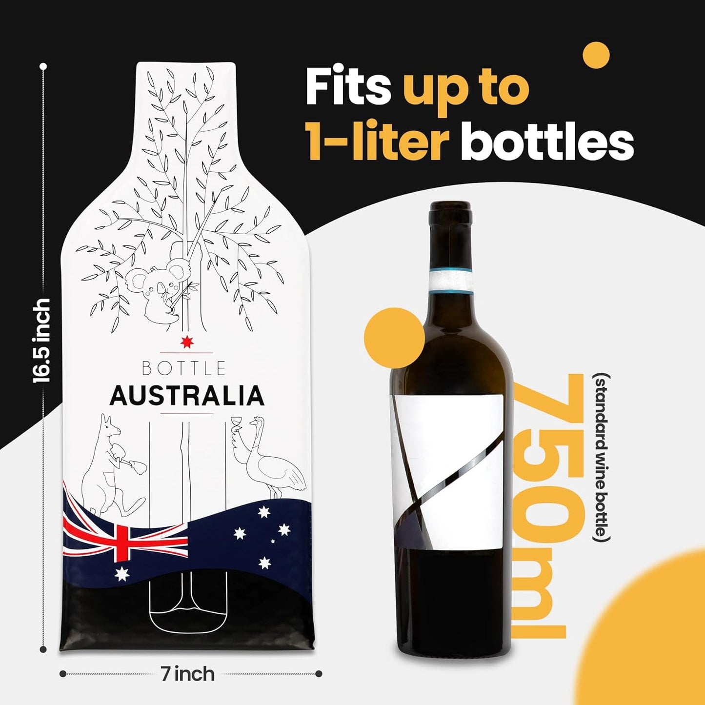 [Bottle Australia] Wine Bottle Protector 3sets (6pcs) for Wine Lovers and Travelers #Australia Flag (Multicolor)