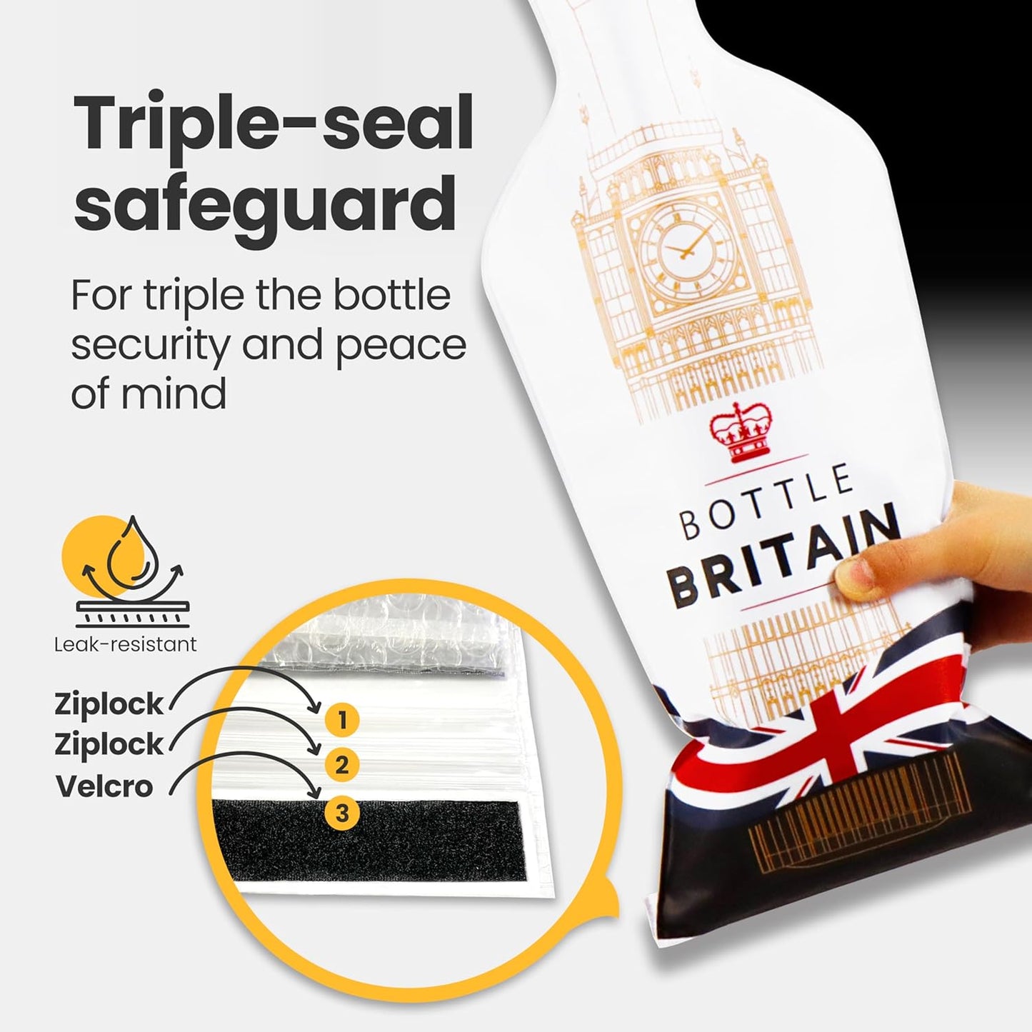 [Bottle Britain]  Wine Bottle Protector 3sets (6pcs) for Wine Lovers and Travelers #Britain Flag (Multicolor)