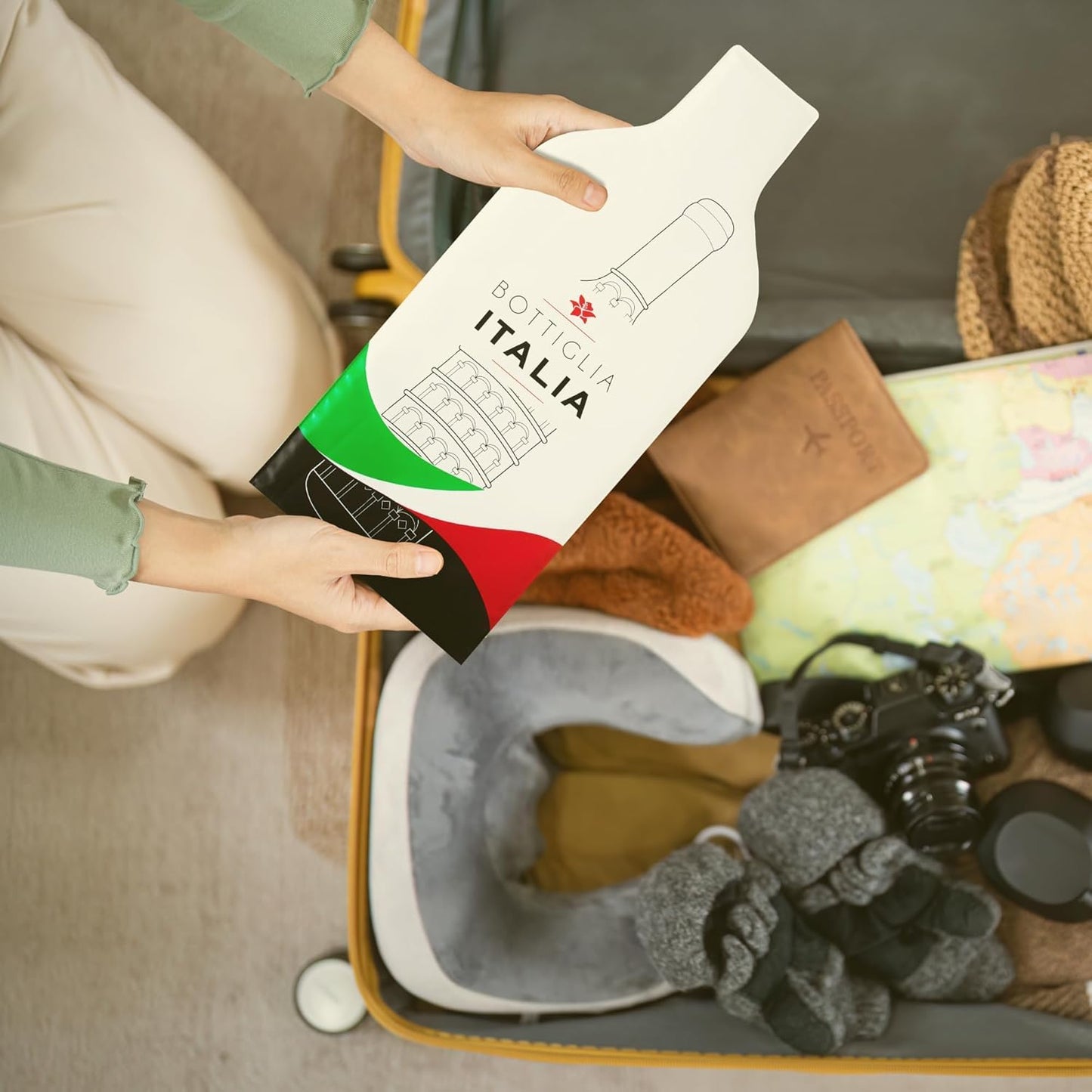 [Bottle Italy] Wine Bottle Protector 6sets (12pcs) for Wine Lovers and Travelers #Italy Flag (Multicolor)