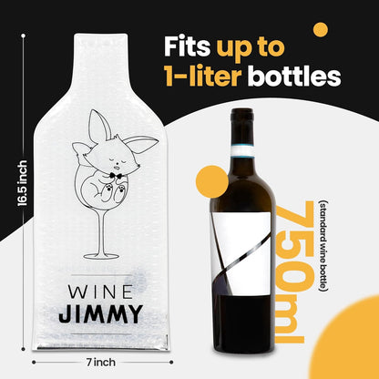 Wine Jimmy | Reusable Wine Travel Protector Sleeves for Glass Bottles | Impact & Leak Resistant | Carrier Bag Luggage | Airplane Cruise Car | Gift Holiday Vacation Party | 3 Pack w/3 Bubble Wraps