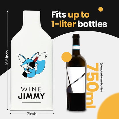 Wine Jimmy | Reusable Wine Travel Protector Sleeves for Glass Bottles | Impact & Leak Resistant | Carrier Bag Luggage | Airplane Cruise Car | Gift Holiday Vacation Party | 3 Pack w/3 Bubble Wraps