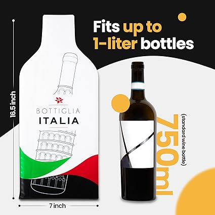 [Bottle Italy] Wine Bottle Protector 3sets (6pcs) for Wine Lovers and Travelers #Italy Flag (Multicolor)