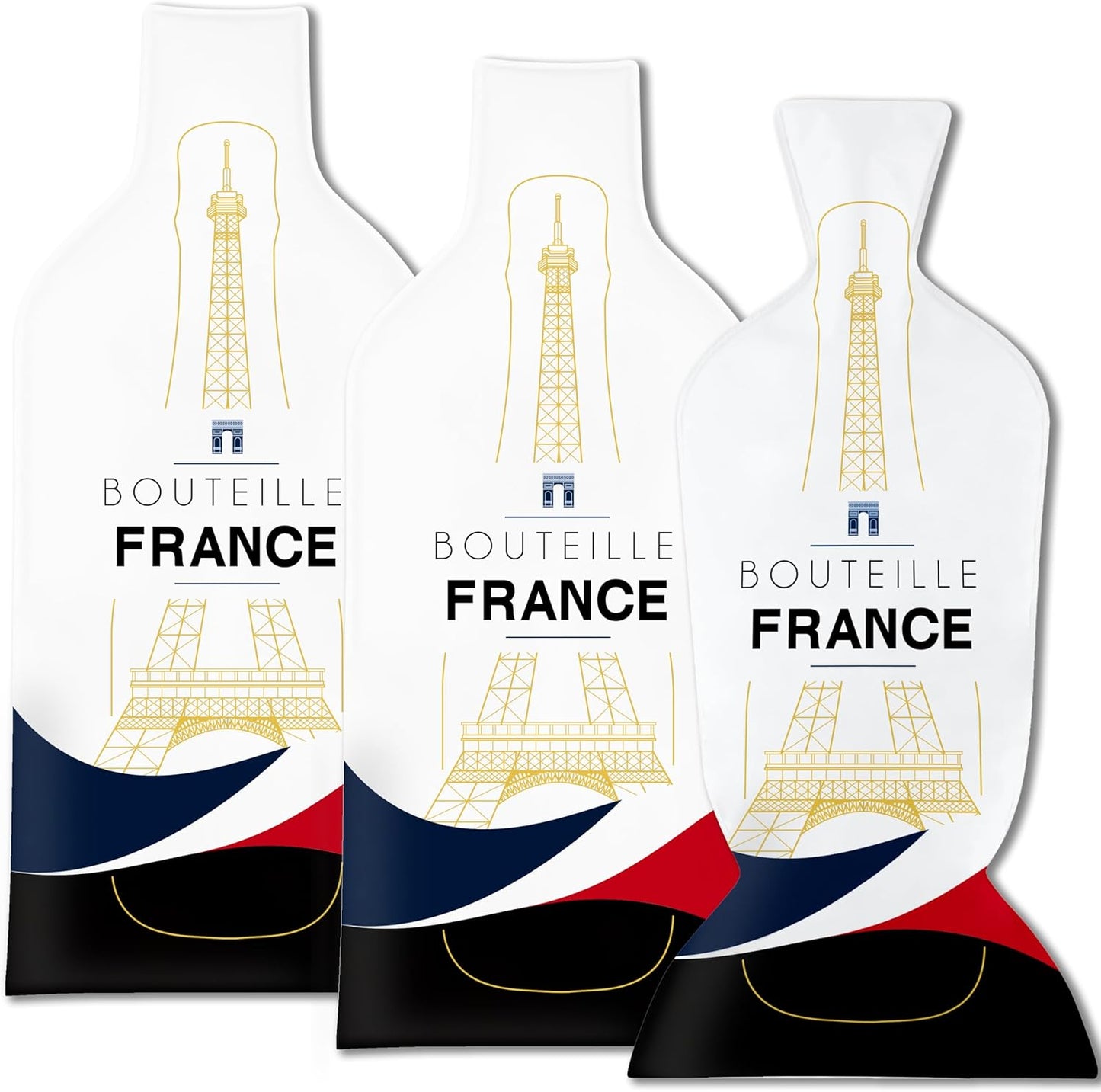[Bottle France ] Wine Bottle Protector 3sets (6pcs) for Wine Lovers and Travelers #France Flag (Multicolor)
