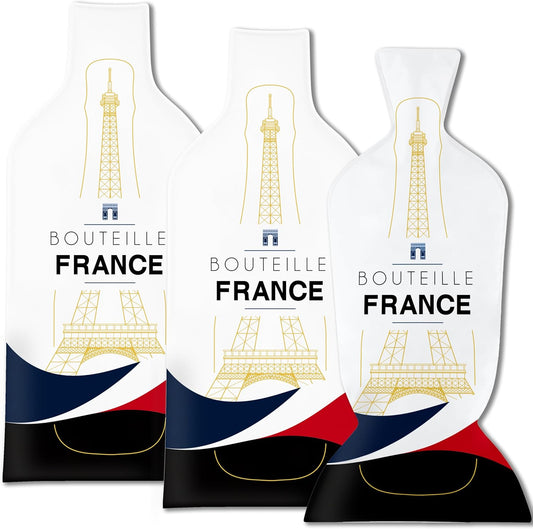 [Bottle France ] Wine Bottle Protector 3sets (6pcs) for Wine Lovers and Travelers #France Flag (Multicolor)