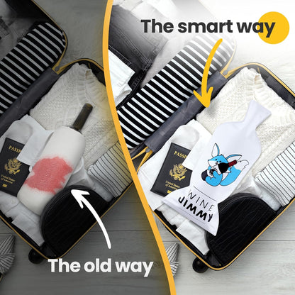 Wine Jimmy | Reusable Wine Travel Protector Sleeves for Glass Bottles | Impact & Leak Resistant | Carrier Bag Luggage | Airplane Cruise Car | Gift Holiday Vacation Party | 3 Pack w/3 Bubble Wraps