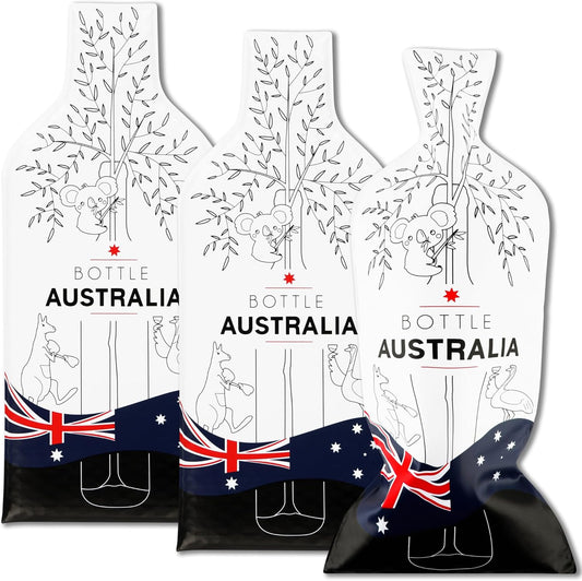 [Bottle Australia] Wine Bottle Protector 3sets (6pcs) for Wine Lovers and Travelers #Australia Flag (Multicolor)