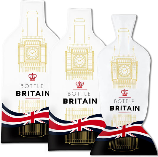 [Bottle Britain]  Wine Bottle Protector 3sets (6pcs) for Wine Lovers and Travelers #Britain Flag (Multicolor)
