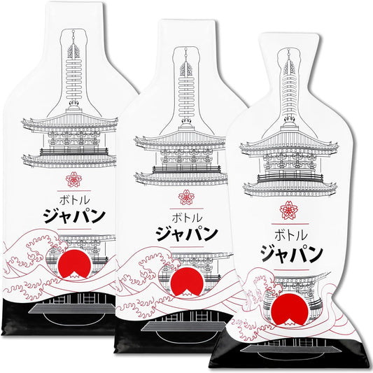 [Bottle Japan] Wine Bottle Protector 3sets (6pcs) for Wine Lovers and Travelers #Japan Flag (Multicolor)