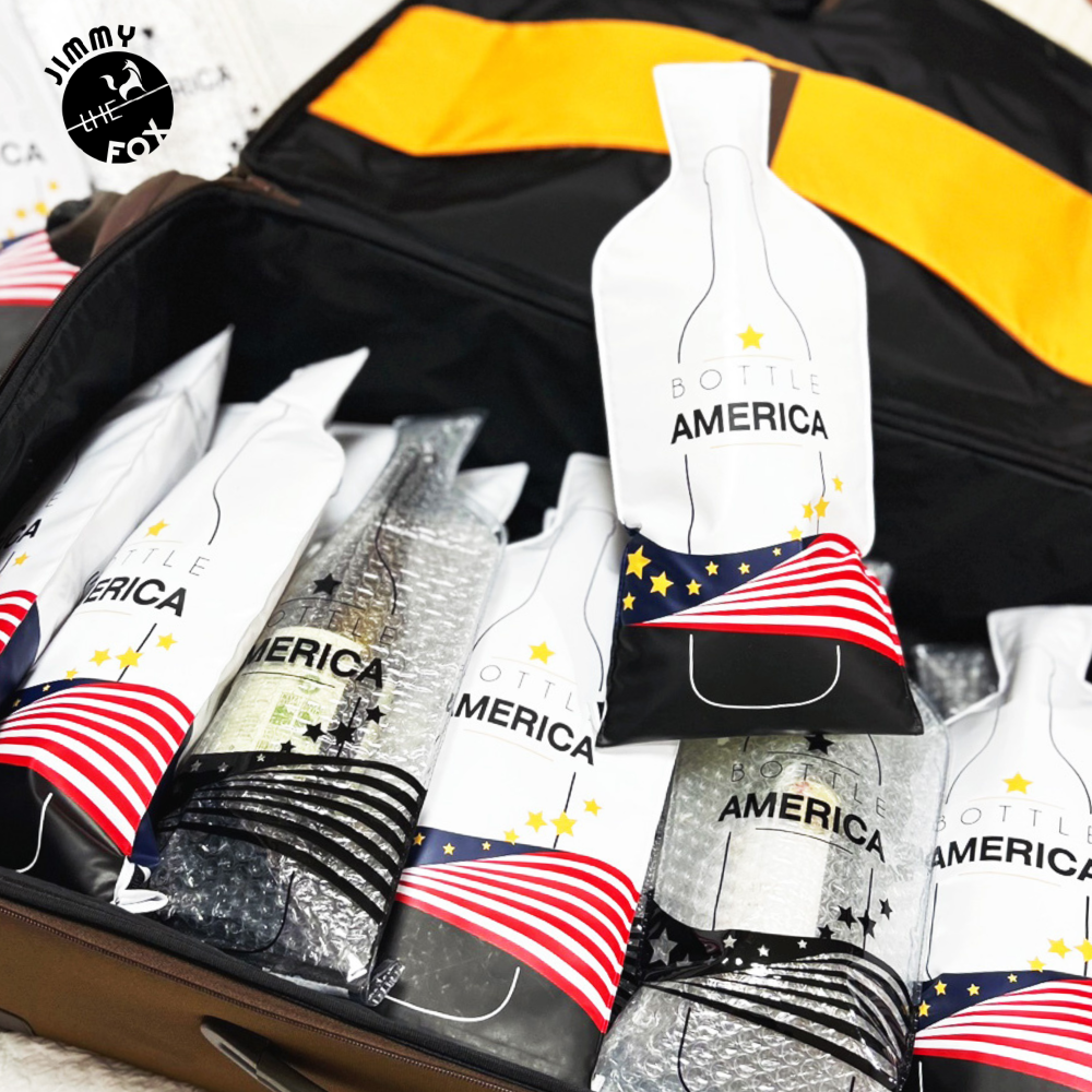 Bottle America | Reusable Wine Travel Protector Sleeves for Glass Bottles | Impact & Leak Resistant | Carrier Bag Luggage | Airplane Cruise Car | Gift Holiday Vacation Party | 3 Pack w/3 Bubble Wraps