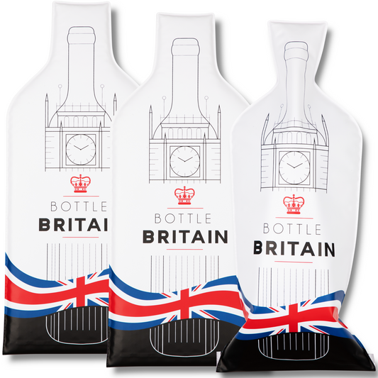 [Bottle Britain]  Wine Bottle Protector 3sets (6pcs) for Wine Lovers and Travelers #Britain Flag (Multicolor)