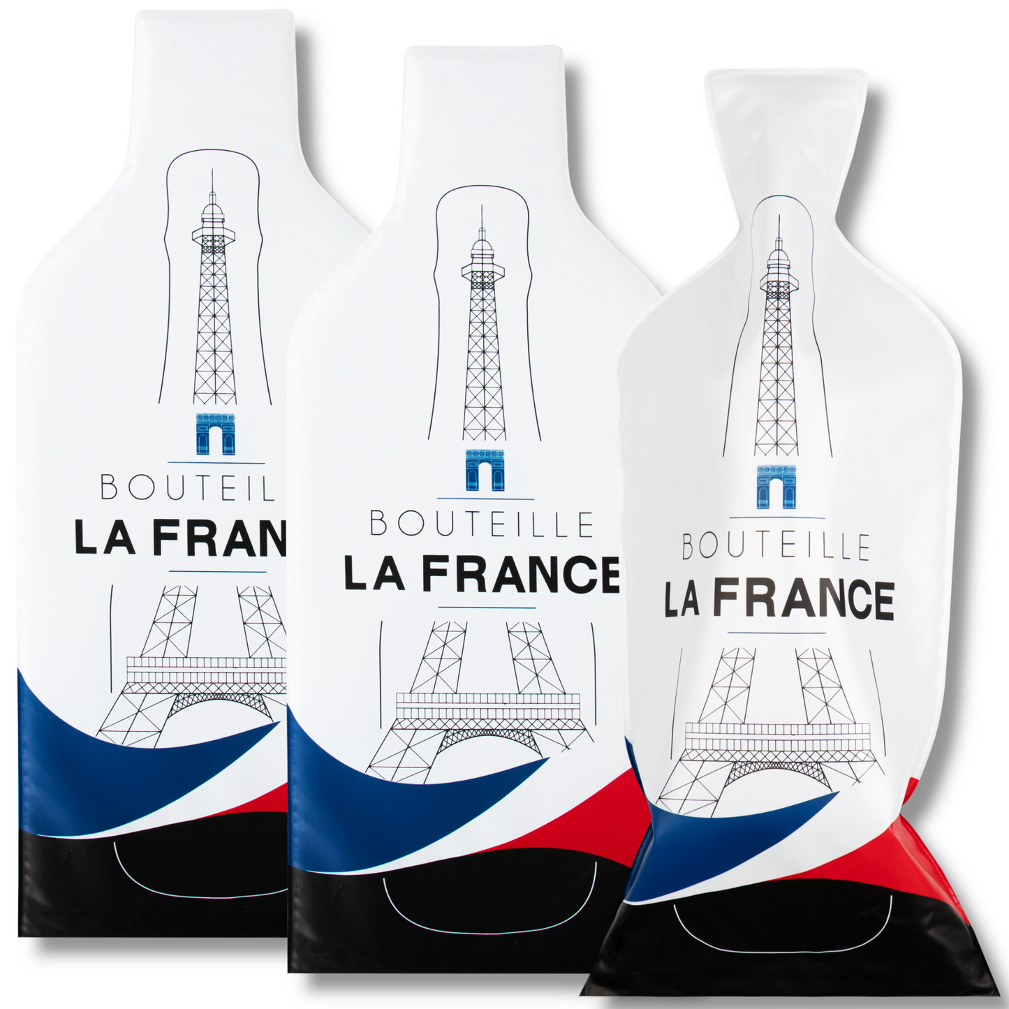 [Bottle France ] Wine Bottle Protector 3sets (6pcs) for Wine Lovers and Travelers #France Flag (Multicolor)