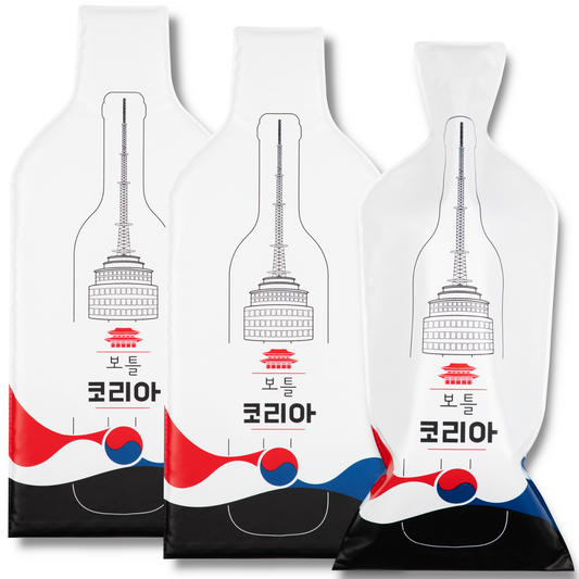 [Bottle Korea] Wine Bottle Protector 3sets (6pcs) for Wine Lovers and Travelers #Korea Flag (Multicolor)